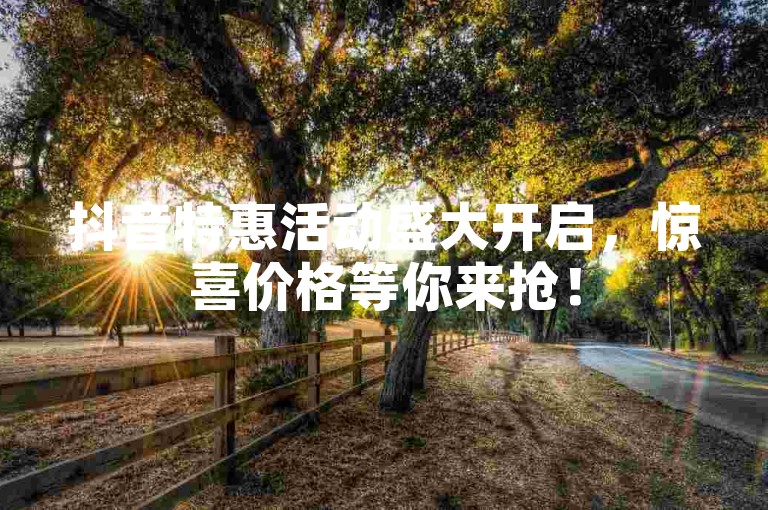 抖音特惠活动盛大开启，惊喜价格等你来抢！