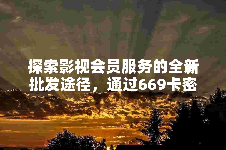 探索影视会员服务的全新批发途径，通过669卡密自动化发卡系统，轻松获取高速下载链接，享受网页版快手带来的便捷体验。