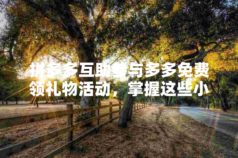 拼多多互助参与多多免费领礼物活动，掌握这些小技巧，助你轻松成功领取心仪礼品。