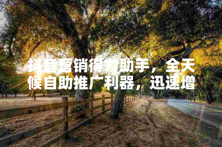 抖音营销得力助手，全天候自助推广利器，迅速增加曝光度。
