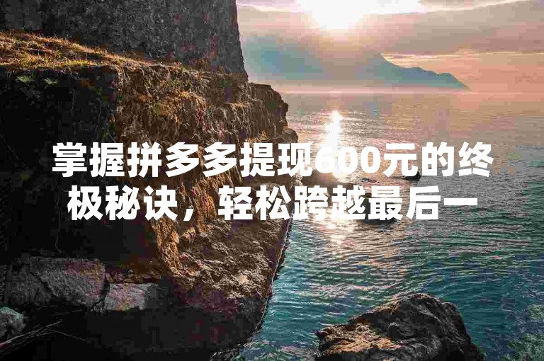 掌握拼多多提现600元的终极秘诀，轻松跨越最后一分钱的障碍。
