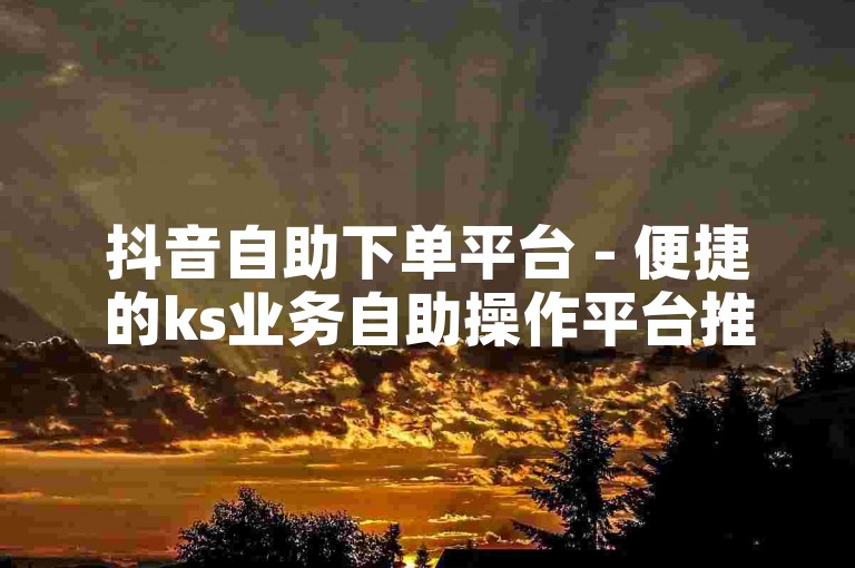 抖音自助下单平台 - 便捷的ks业务自助操作平台推荐