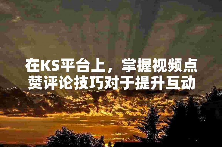 在KS平台上，掌握视频点赞评论技巧对于提升互动和影响力至关重要。