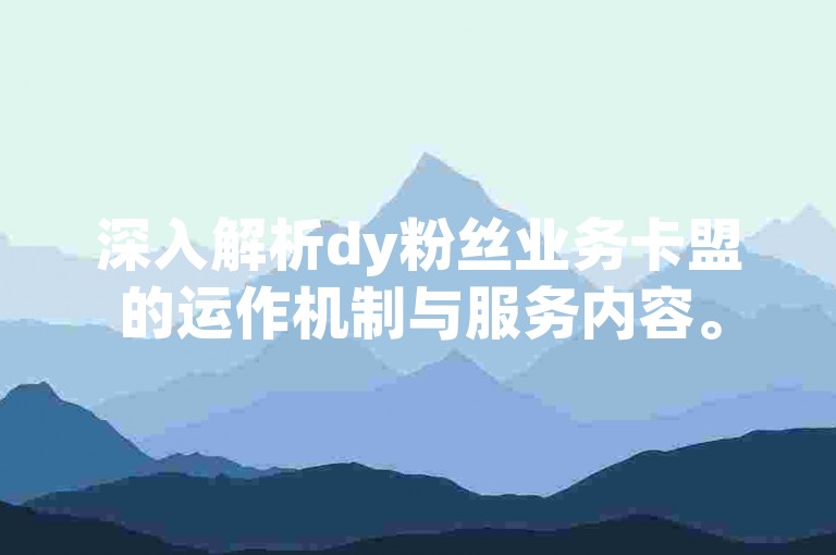 深入解析dy粉丝业务卡盟的运作机制与服务内容。