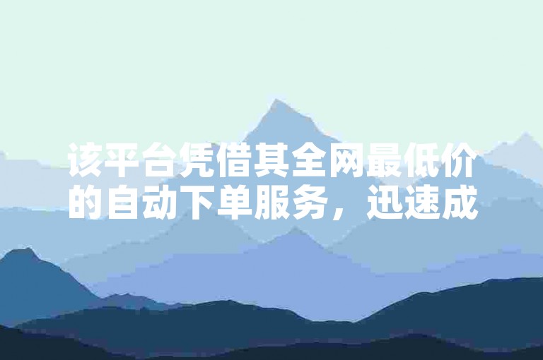 该平台凭借其全网最低价的自动下单服务，迅速成为消费者热议的焦点。