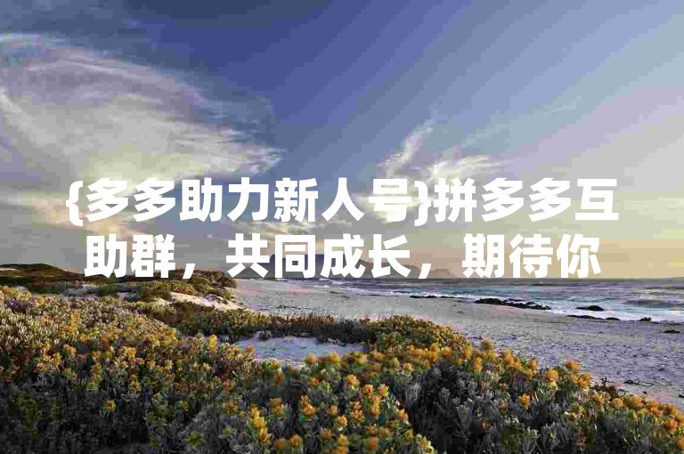 {多多助力新人号}拼多多互助群，共同成长，期待你的参与！