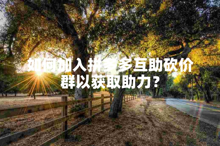 如何加入拼多多互助砍价群以获取助力？