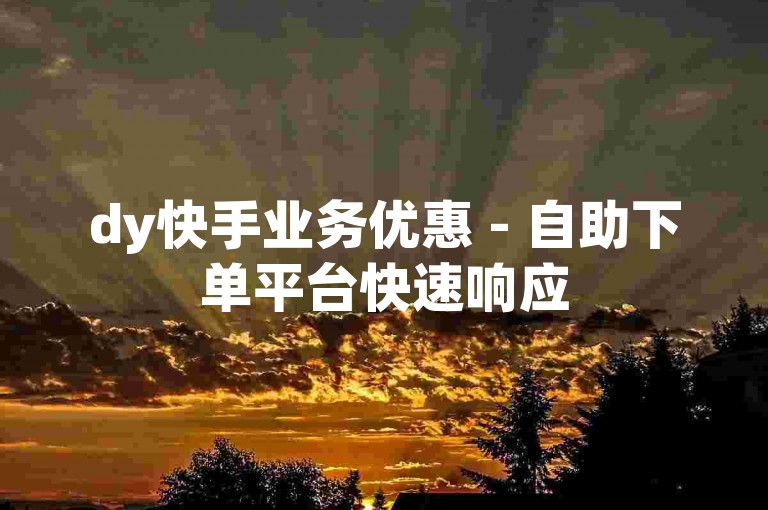 dy快手业务优惠 - 自助下单平台快速响应