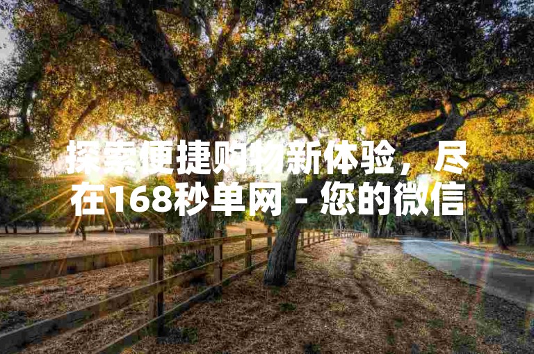 探索便捷购物新体验，尽在168秒单网 - 您的微信自助下单首选平台。