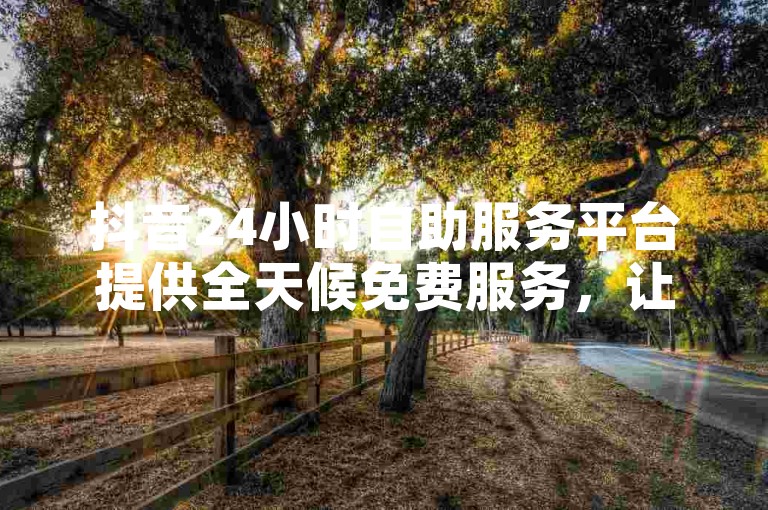 抖音24小时自助服务平台提供全天候免费服务，让用户随时享受便捷的一站式自助体验。