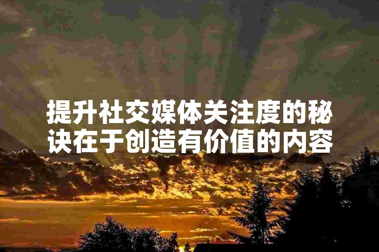 提升社交媒体关注度的秘诀在于创造有价值的内容并与观众积极互动。