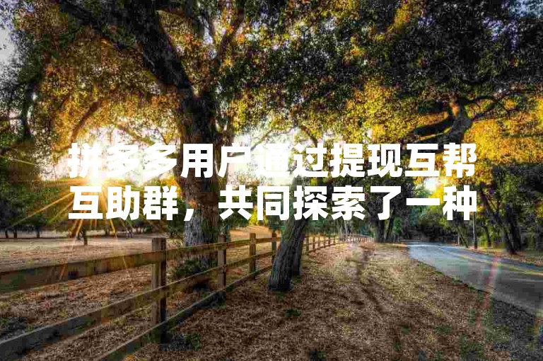 拼多多用户通过提现互帮互助群，共同探索了一种互利共赢的新模式。