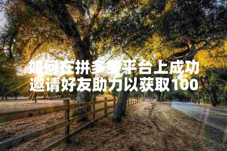 如何在拼多多平台上成功邀请好友助力以获取100元优惠？拼多多砍价软件