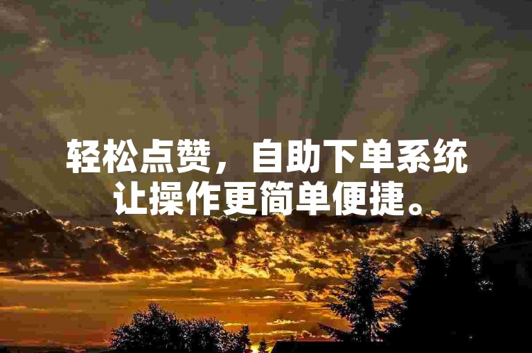 轻松点赞，自助下单系统让操作更简单便捷。