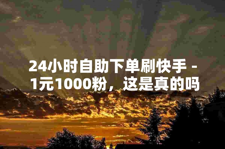 24小时自助下单刷快手 - 1元1000粉，这是真的吗？