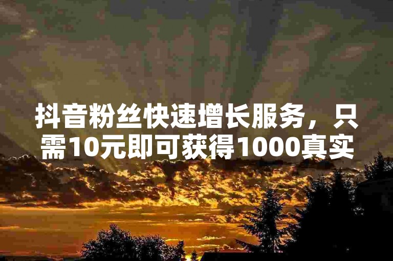 抖音粉丝快速增长服务，只需10元即可获得1000真实粉丝，每日还有机会领取高达10万的点赞名片，确保您的账号人气飙升。