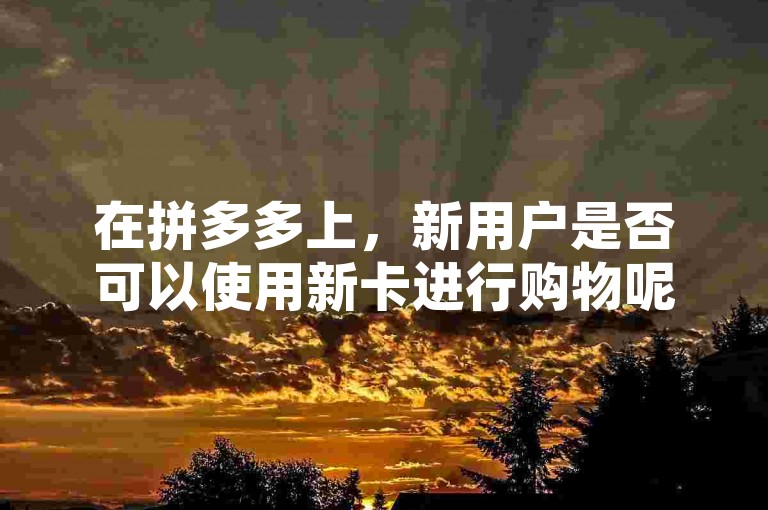 在拼多多上，新用户是否可以使用新卡进行购物呢？拼多多砍价平台