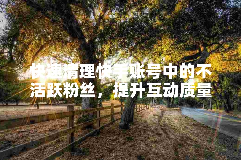 快速清理快手账号中的不活跃粉丝，提升互动质量 - 点赞服务平台。