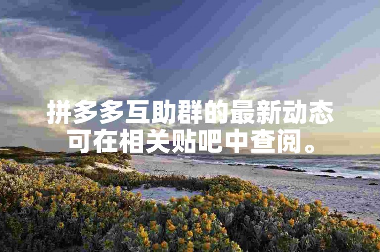 拼多多互助群的最新动态可在相关贴吧中查阅。