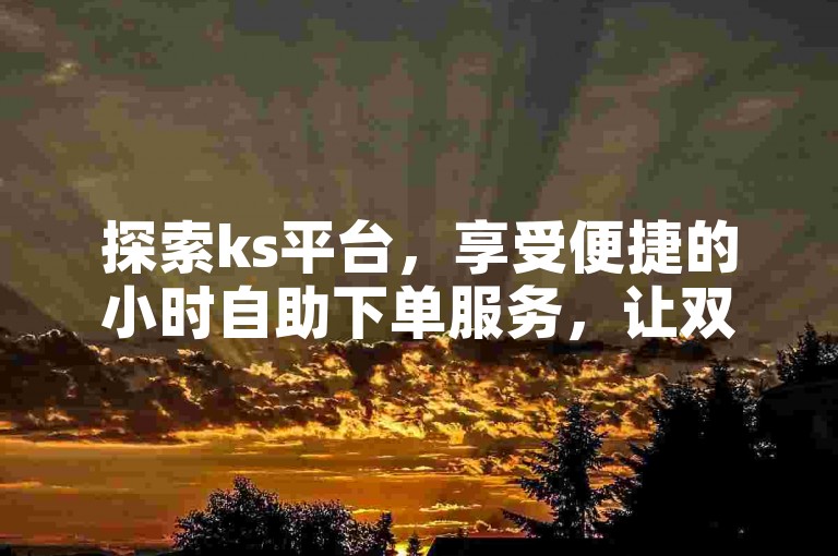探索ks平台，享受便捷的小时自助下单服务，让双击变得更加简单快捷。