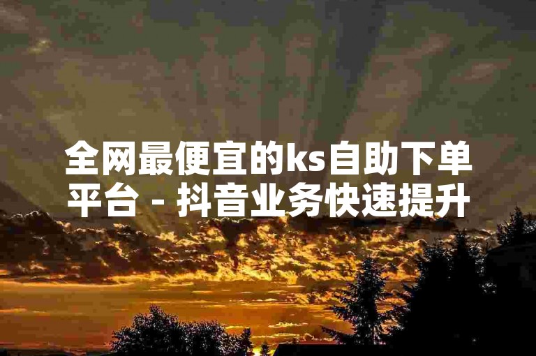 全网最便宜的ks自助下单平台 - 抖音业务快速提升网站，24小时随时自助下单。