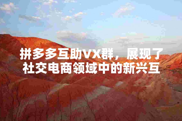拼多多互助VX群，展现了社交电商领域中的新兴互动模式。