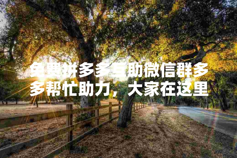 免费拼多多互助微信群多多帮忙助力，大家在这里互相帮助，共同享受购物的乐趣。