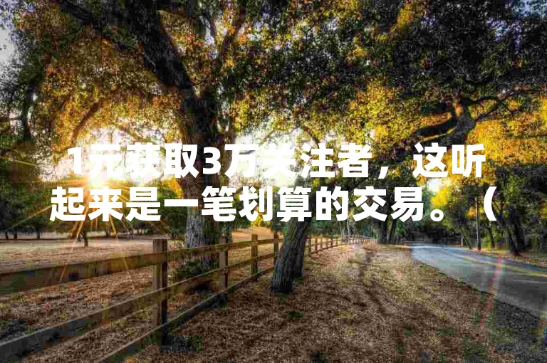 1元获取3万关注者，这听起来是一笔划算的交易。（1元能换来3万粉丝怎么样？）