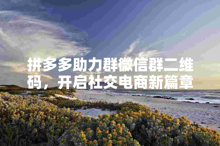 拼多多助力群微信群二维码，开启社交电商新篇章。