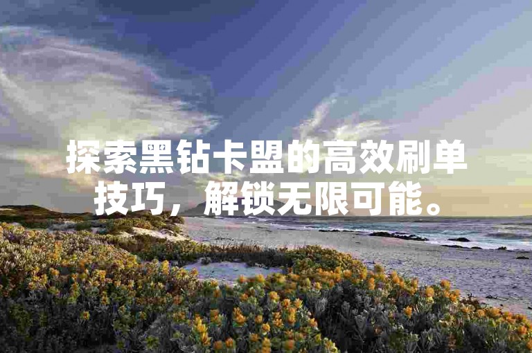 探索黑钻卡盟的高效刷单技巧，解锁无限可能。