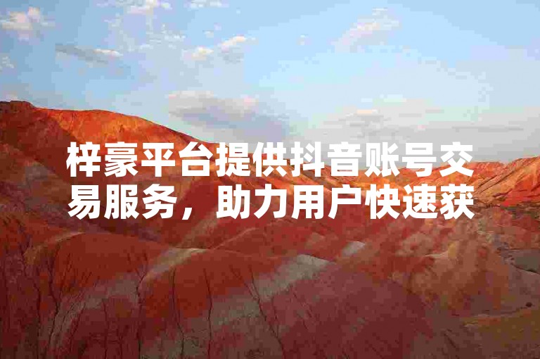 梓豪平台提供抖音账号交易服务，助力用户快速获得高赞。
