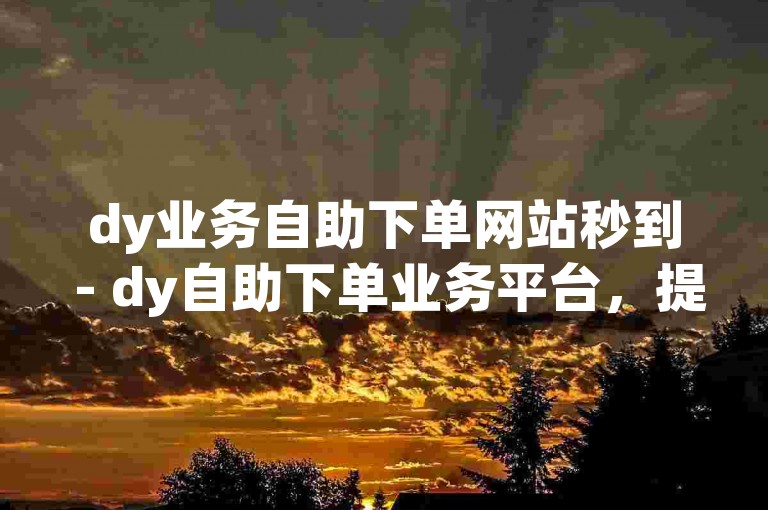dy业务自助下单网站秒到 - dy自助下单业务平台，提供快速便捷的服务。