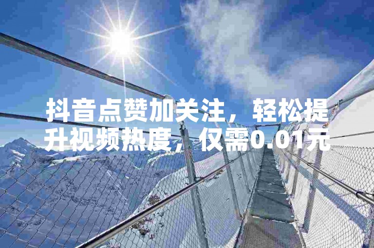抖音点赞加关注，轻松提升视频热度，仅需0.01元。
