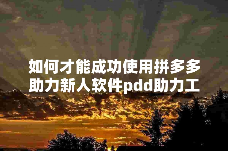如何才能成功使用拼多多助力新人软件pdd助力工具？