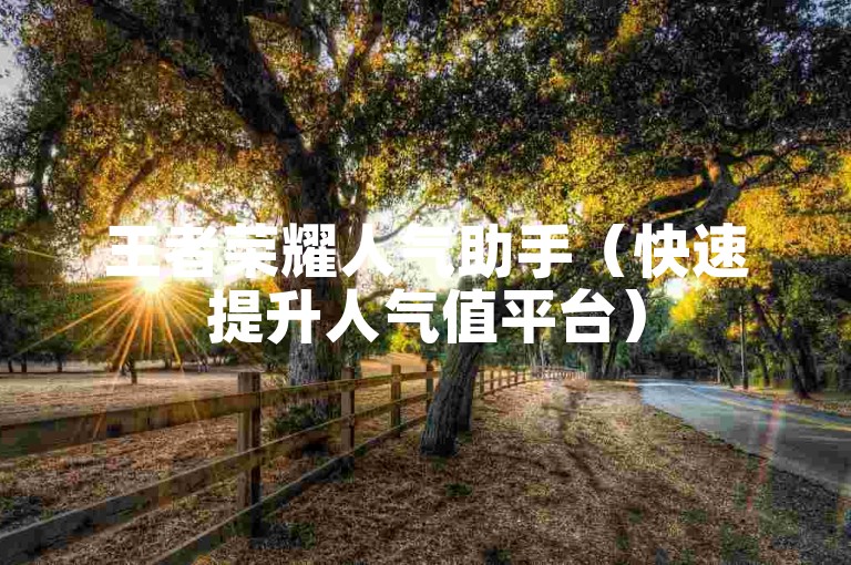 王者荣耀人气助手（快速提升人气值平台）