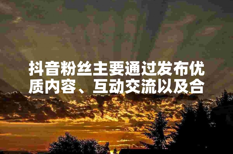 抖音粉丝主要通过发布优质内容、互动交流以及合作推广等方式来获取。