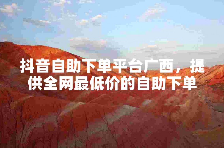 抖音自助下单平台广西，提供全网最低价的自助下单服务。