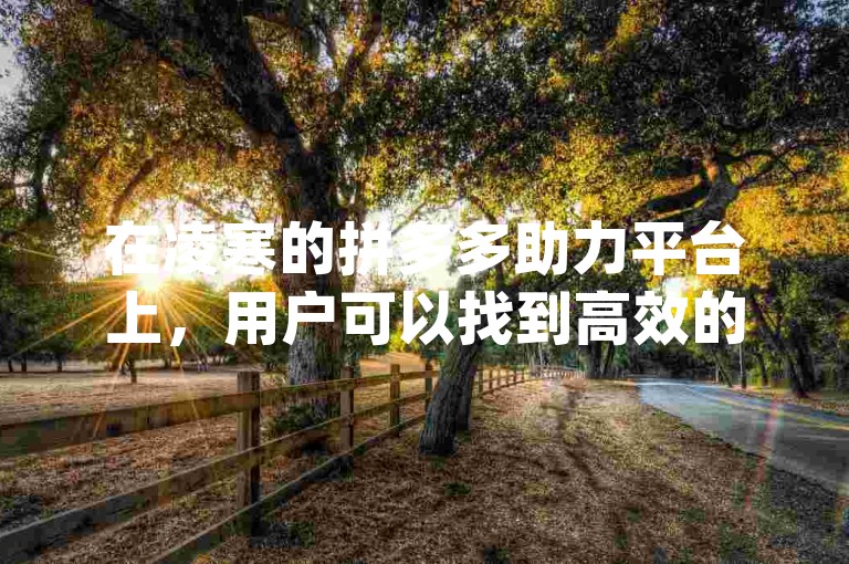 在凌寒的拼多多助力平台上，用户可以找到高效的pdd砍价工具。