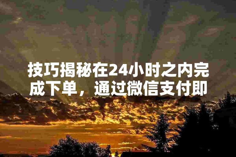 技巧揭秘在24小时之内完成下单，通过微信支付即可享受到迅速提升的快手点赞服务。