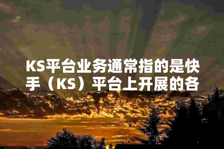 KS平台业务通常指的是快手（KS）平台上开展的各种商业活动和服务项目，包括但不限于内容创作、广告推广、电商直播等。