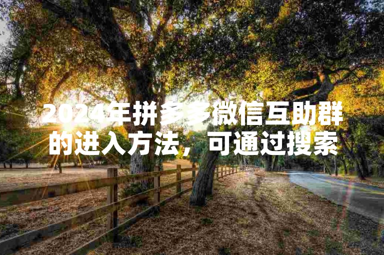 2024年拼多多微信互助群的进入方法，可通过搜索多多砍价网站来查找。
