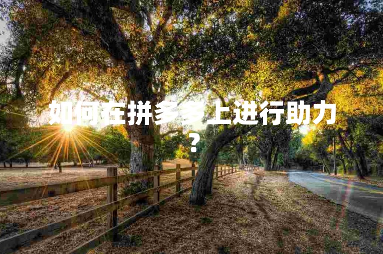 如何在拼多多上进行助力？