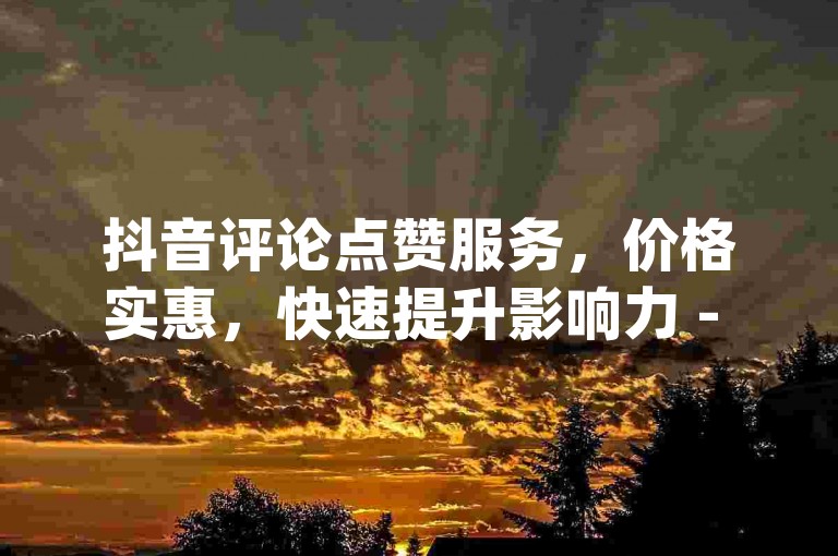 抖音评论点赞服务，价格实惠，快速提升影响力 - dy自助下单平台。