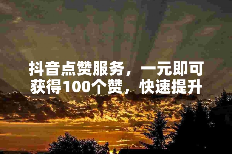 抖音点赞服务，一元即可获得100个赞，快速提升您的视频热度！