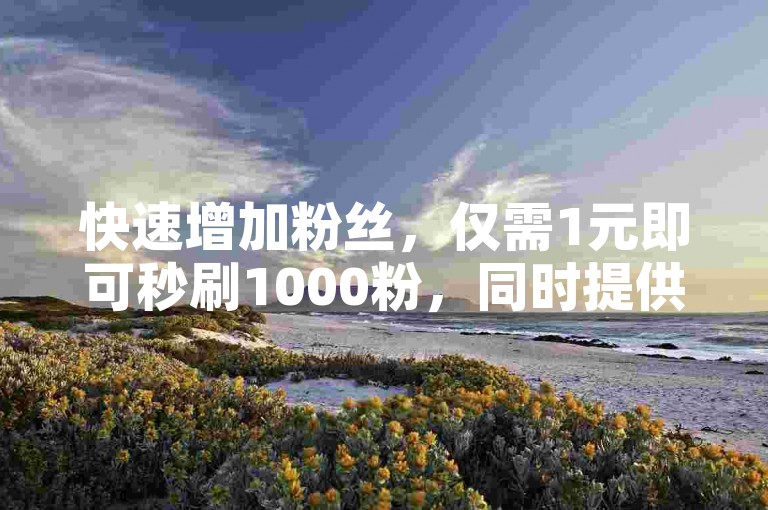 快速增加粉丝，仅需1元即可秒刷1000粉，同时提供低价快手点赞服务。