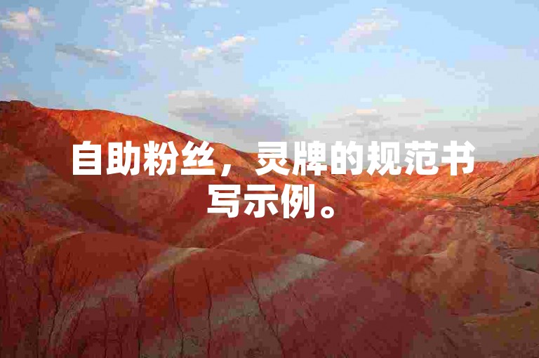 自助粉丝，灵牌的规范书写示例。