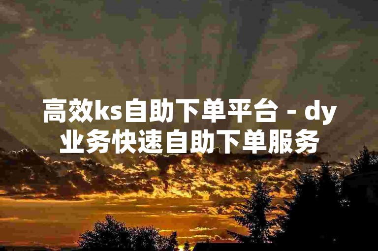 高效ks自助下单平台 - dy业务快速自助下单服务