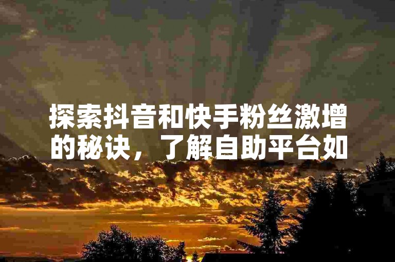 探索抖音和快手粉丝激增的秘诀，了解自助平台如何助力账号快速成长。
