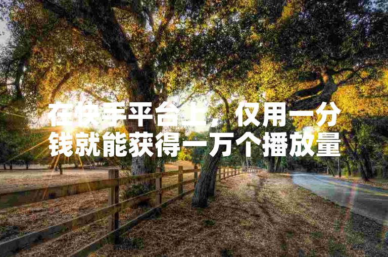 在快手平台上，仅用一分钱就能获得一万个播放量（即一分钟达到一万次观看）是许多用户梦寐以求的推广效果。