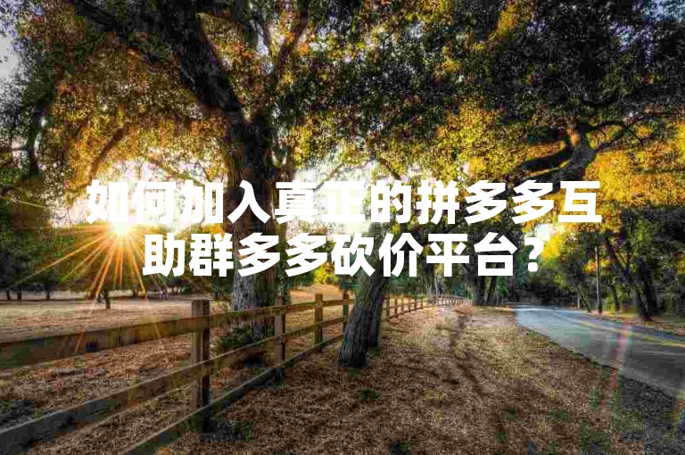 如何加入真正的拼多多互助群多多砍价平台？